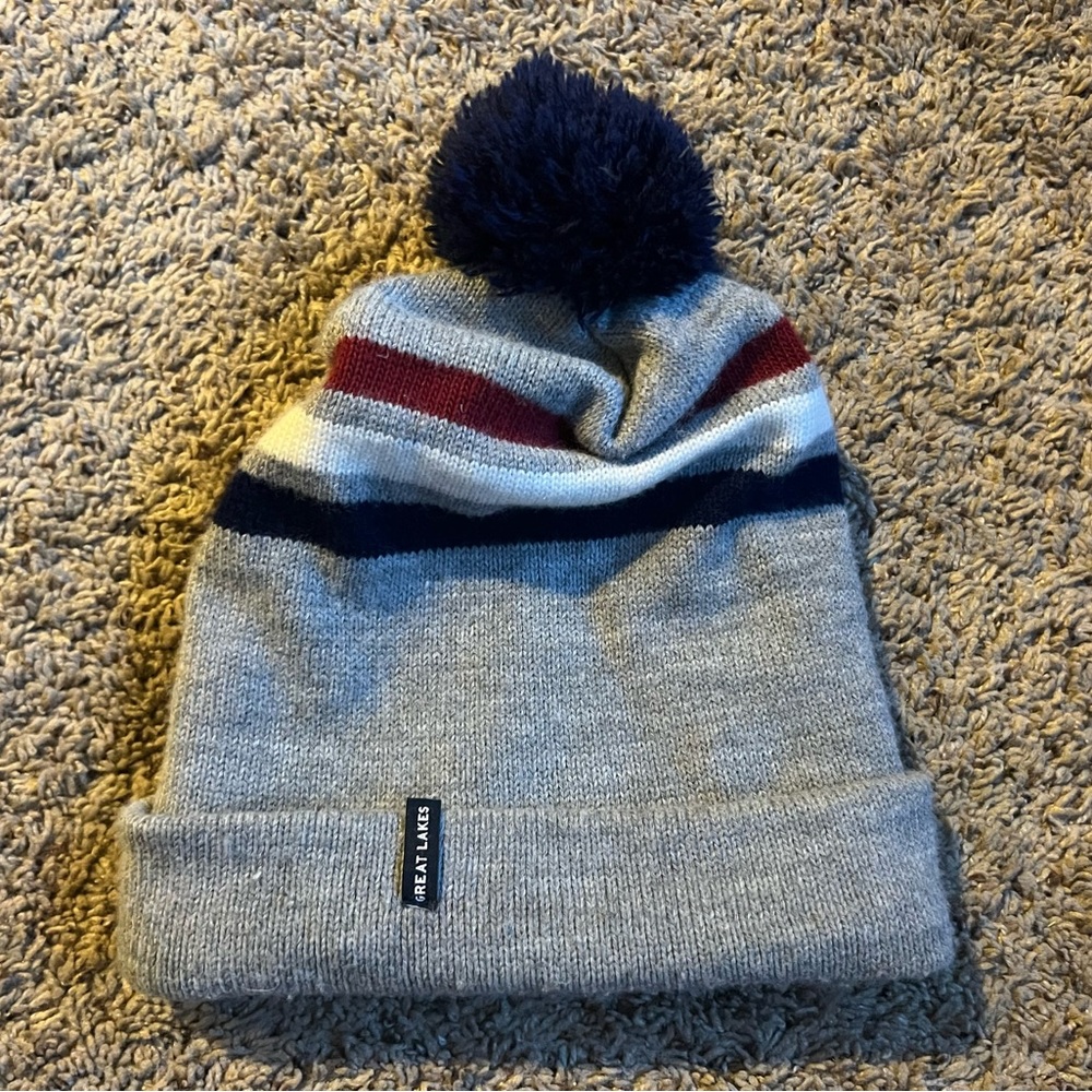 Great Lakes Stocking Cap Beanie Hat Pom Minnesota Gray